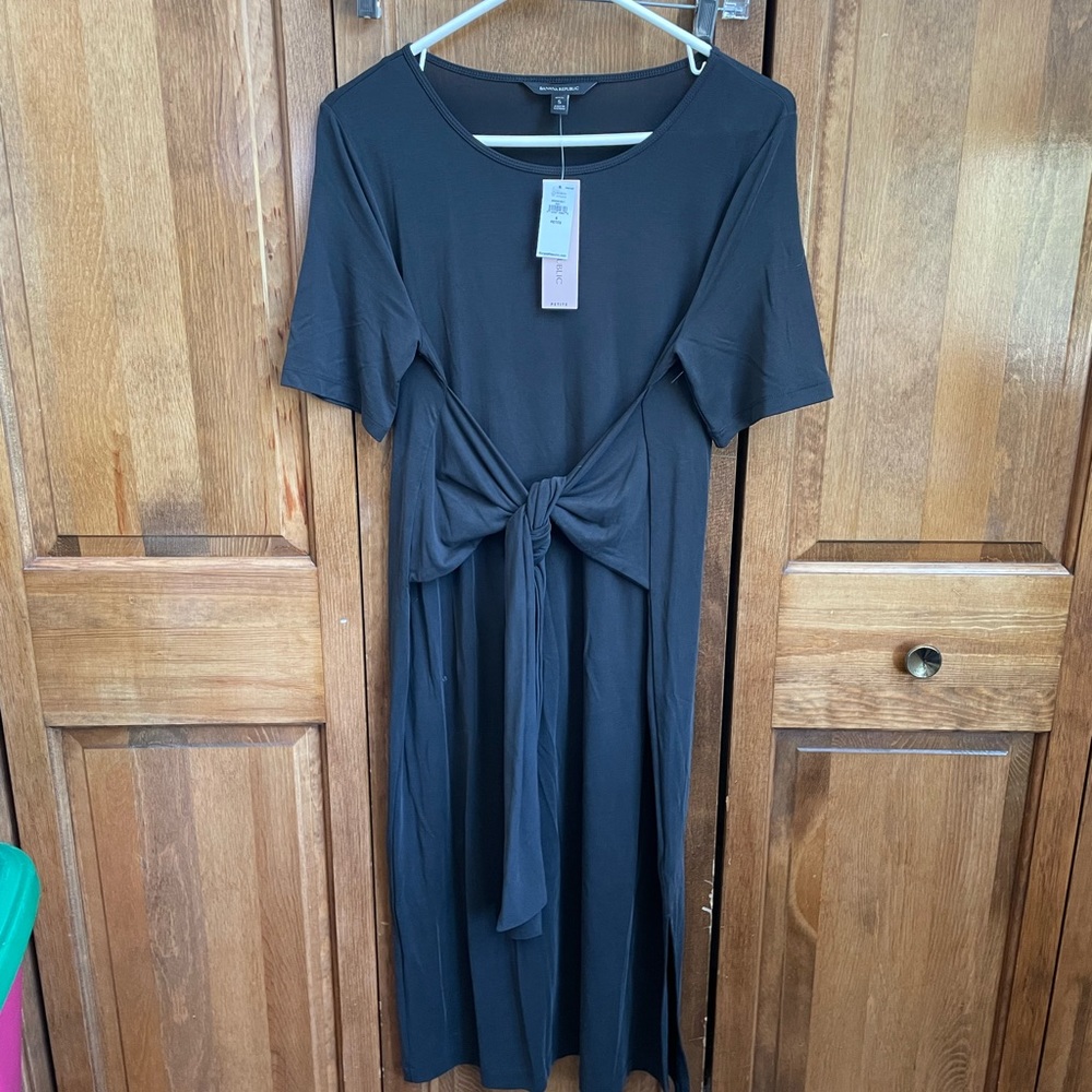 Banana Republic Modal Black Front Tie Wrap Dress